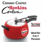 Hawkins Ceramic Coated Contura Pressure Cooker, 5 L, Red