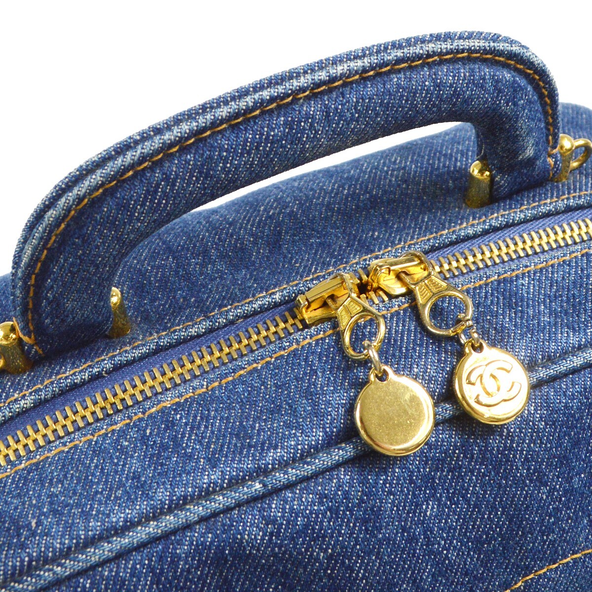Chanel Blue Denim Timeless Lunch Box Vanity 24 2way Handbag