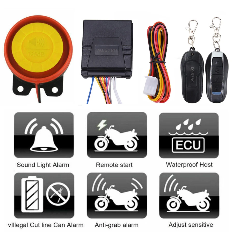 New Motorcycle Scooter ATV Security Alarm System Anti-theft Remote Control Start - Image 3 of 4