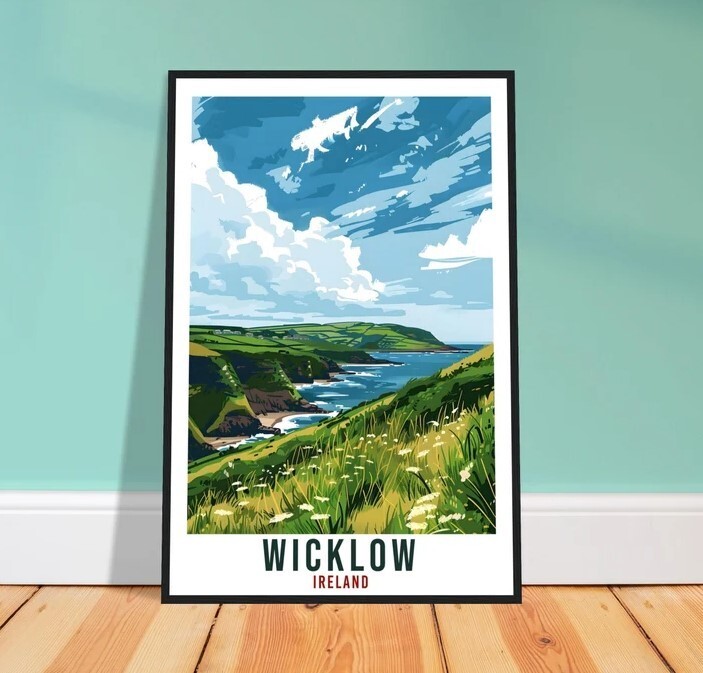 Wicklow Ireland Travel Poster Wall Art Home Décor Wall Hanging
