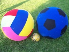Inflatable 30" Giant Soccer and Volley Ball Combo - Two Giant Balls No Pump 