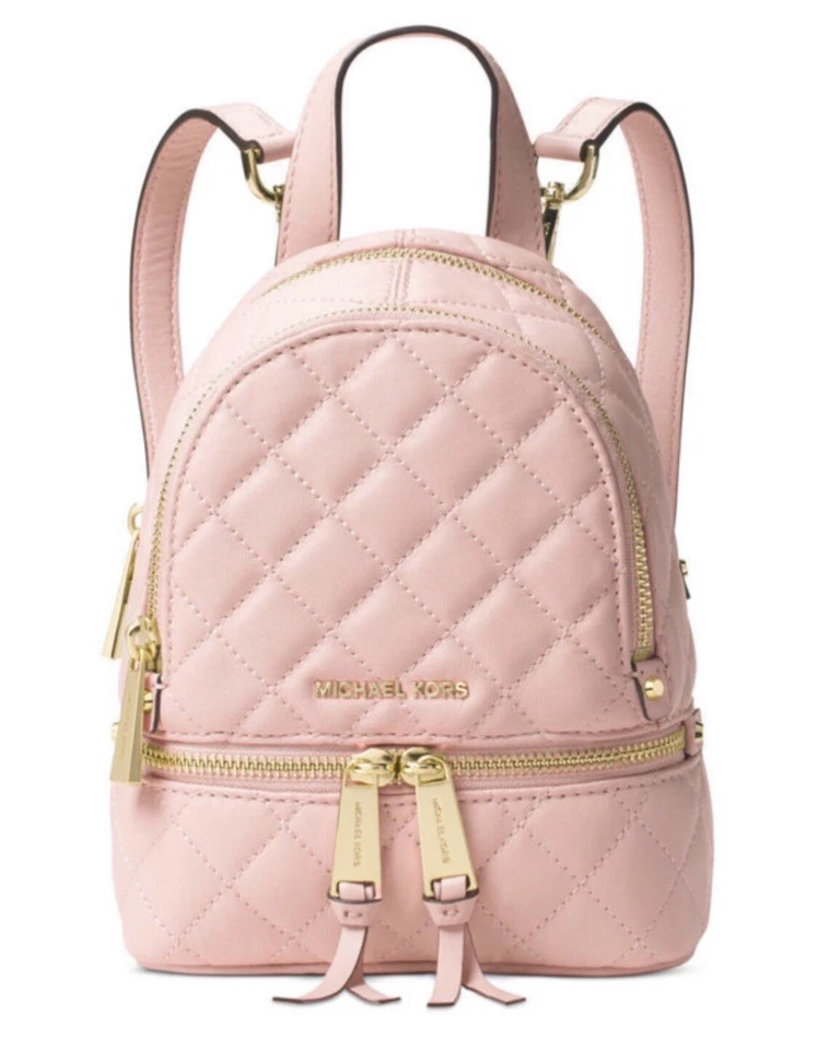 Mini Mochila MICHAEL KORS Rhea Cuero Acolchado en Rosa Suave-RARA-Nueva con Defectos Foto 2 de 4