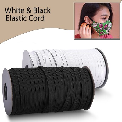 Schwarz & Weiß Flach Gummizug für Gesichtsmasken, Nähen Kleid - 6mm, 9mm, 12mm, 25mm