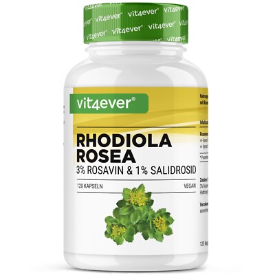 Rhodiola Rosea - 120 Kapseln á 500mg - Rosenwurz-Extrakt - Rosavin + Salidrosid