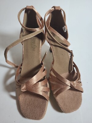 Very Fine Dance Shoes Classic (6005) Brown Satin & Cuban Heel Size 5.5 Heel 2.75