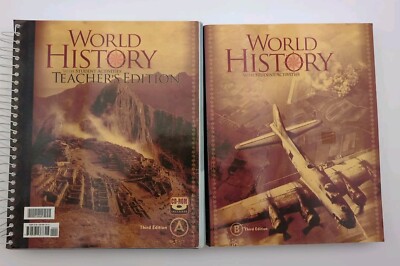 BJU WORLD HISTORY 3rd Edition Set with Student, Teacher Books CD ROM Included 