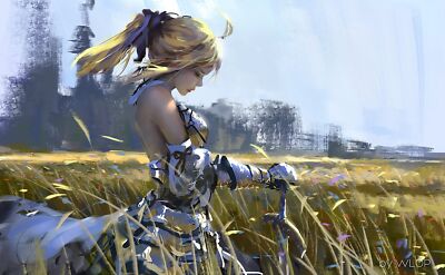 Anime girls artwork wlop fate series saber lily artoria Playmat Game Mat Desk