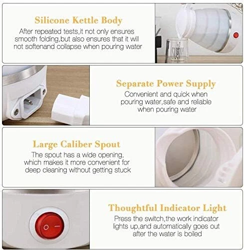 600ML Collapsible Travel Electric Water Kettle Folding Camping Caravan Silicone - Picture 12 of 15