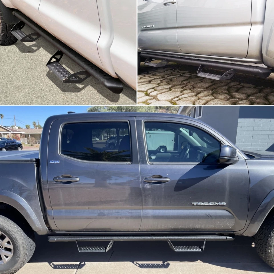Drop Running Boards For 2005-2023 Toyota Tacoma Double Cab BLK Side Step BCTA - Image 4 of 4