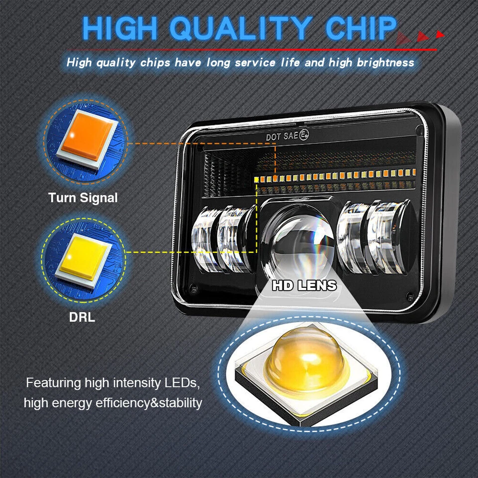 Faros LED de haz alto/bajo DRL 4x6" para Pontiac Firebird Trans AM 1977-1981 4 un. Foto 4 de 4