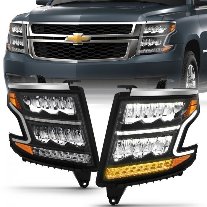ライトセーバー ANZO 111478 LED Headlights Lamp Black/ Amber for 15-20 Chevy Tahoe