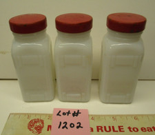 VINTAGE GRIFFITHS MILK GLASS SPICE JAR SET 3 LOT 1202