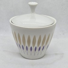 Winterling Bavaria Porcelain Sugar Bowl & Lid 10cm Tall Leaf/Feather Design