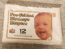 NOS 12 Pack KMart Birdseye Prefolded Diapers 14 1/2" x 20" 100 Cotton Sealed 