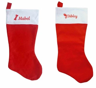 NOVELTY GIFTS AND CARDS Personalised Dog Cat Pet Christmas Stocking Felt or Luxury Sequin Xmas Sack Gift
