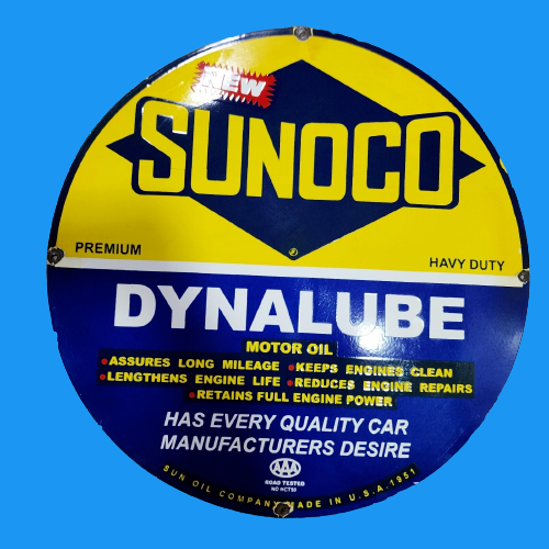 Porcelain Sunoco Enamel Sign Size 30x30 Inches Double Sided