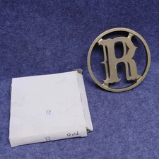 Vintage 6.25" Aluminum Screen Storm Door Letter R Gold Painted Signed Sterling