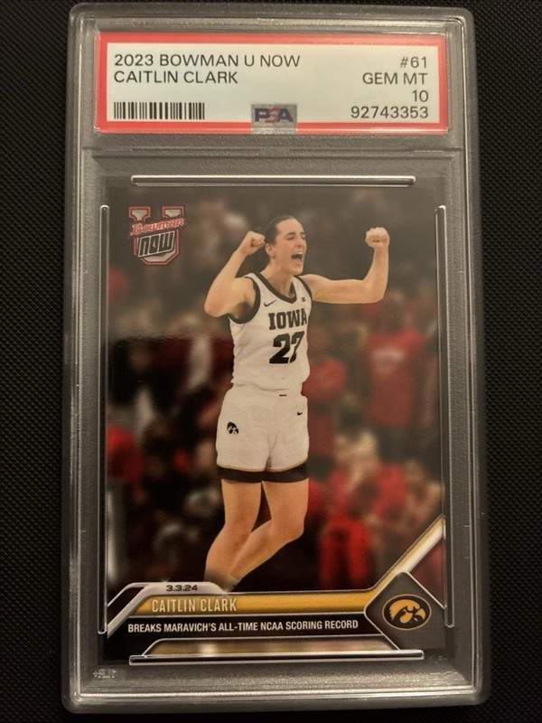 2023 BOWMAN U NOW #61 CAITLIN CLARK * PSA 10 * NCAA ALL TIME SCORING RECORD 🏀🔥