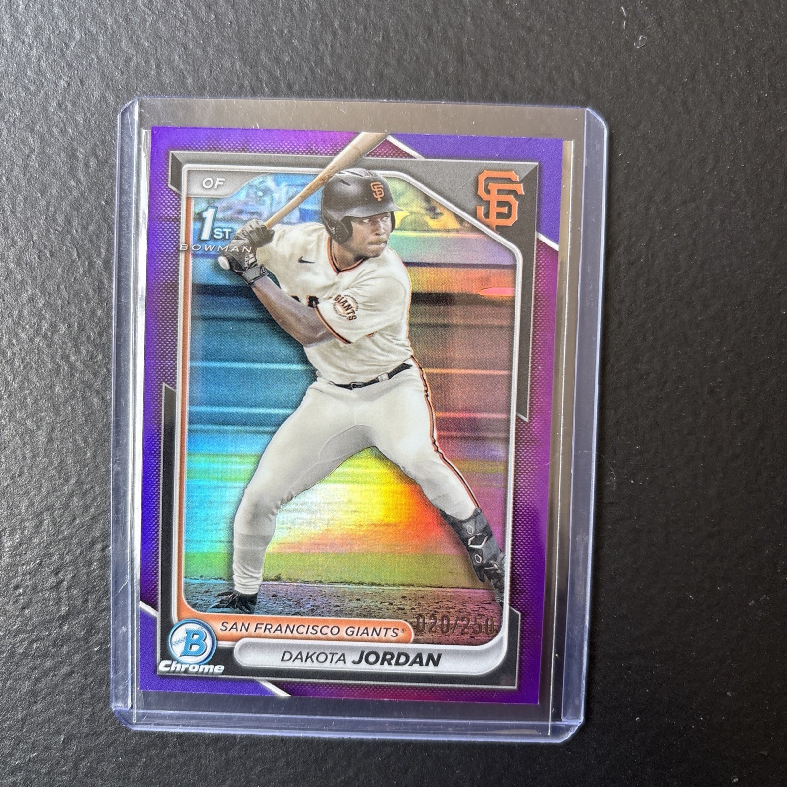 2024 Bowman Draft Dakota Jordan Chrome Purple Refractor /250 Giants #BDC-71