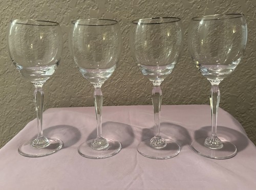 Marquis by Waterford Allegra Platinum White Wine Glasses Set of 4 Crystal Stemwa