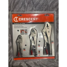 Crescent 3 Piece Locking Pliers Set Wire Cutters Max Grip Curved Jaws