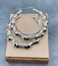 Vintage Large Gold Tone Pierced Dangle Hoop Geometric Fashion Statement Disk