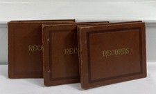 Vintage Record Storage Binder Book 7.5 Lot /3 Brown Faux Leather 16 -45 s Also
