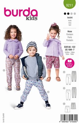Schnittmuster Kinderhose mit Gummibund Burda a9211 86-122
