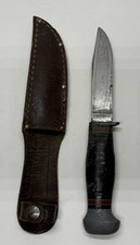 World War II Era  PAL RH 50 Wooden Pommel Combat Knife w/ Leather Sheath