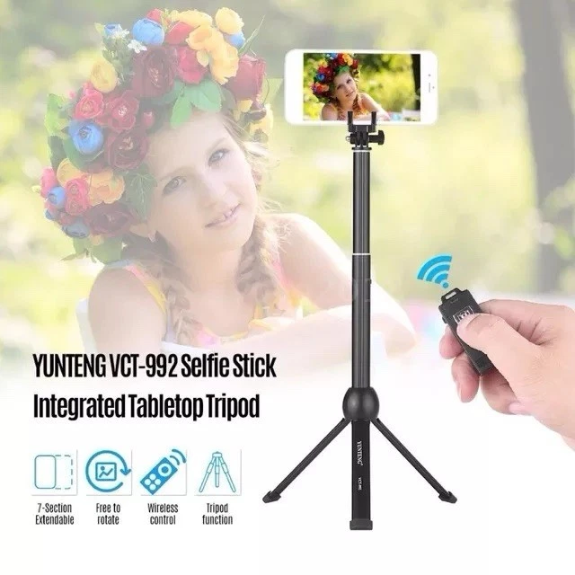 3-in-1 Extendable Selfie Stick Tripod 40" Bluetooth Remote for All Smartphones - Image 2 of 4
