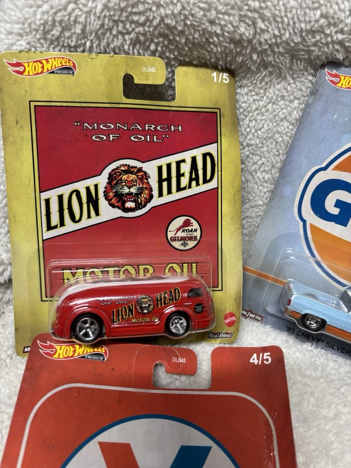 Juego completo de 5 Lion Head Gulf Shell Agip Valv Hot Wheels 2020 vintage combustible y aceite Foto 2 de 4