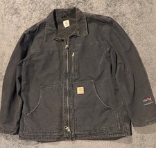 Carhartt C61 BLK Sandstone Ridge Coat Men s Large Sherpa Lined Faded Black Work