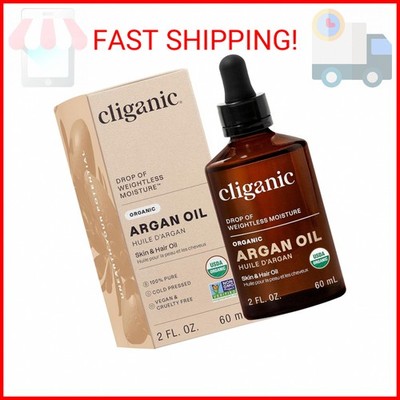 Cliganic Organic Argan Oil, 100% Pure - for Hair, Face & Skin | Cold Pressed Car