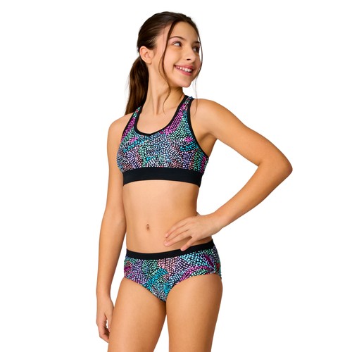 Free Country Girls' Fresco Rash Guard and Bikini Swim Set Black Fresco L - Picture 2 of 8
