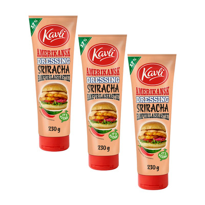 3x Kavli American Sriracha Dressing Vegan 230g Swedish Spicy Burger Sauce