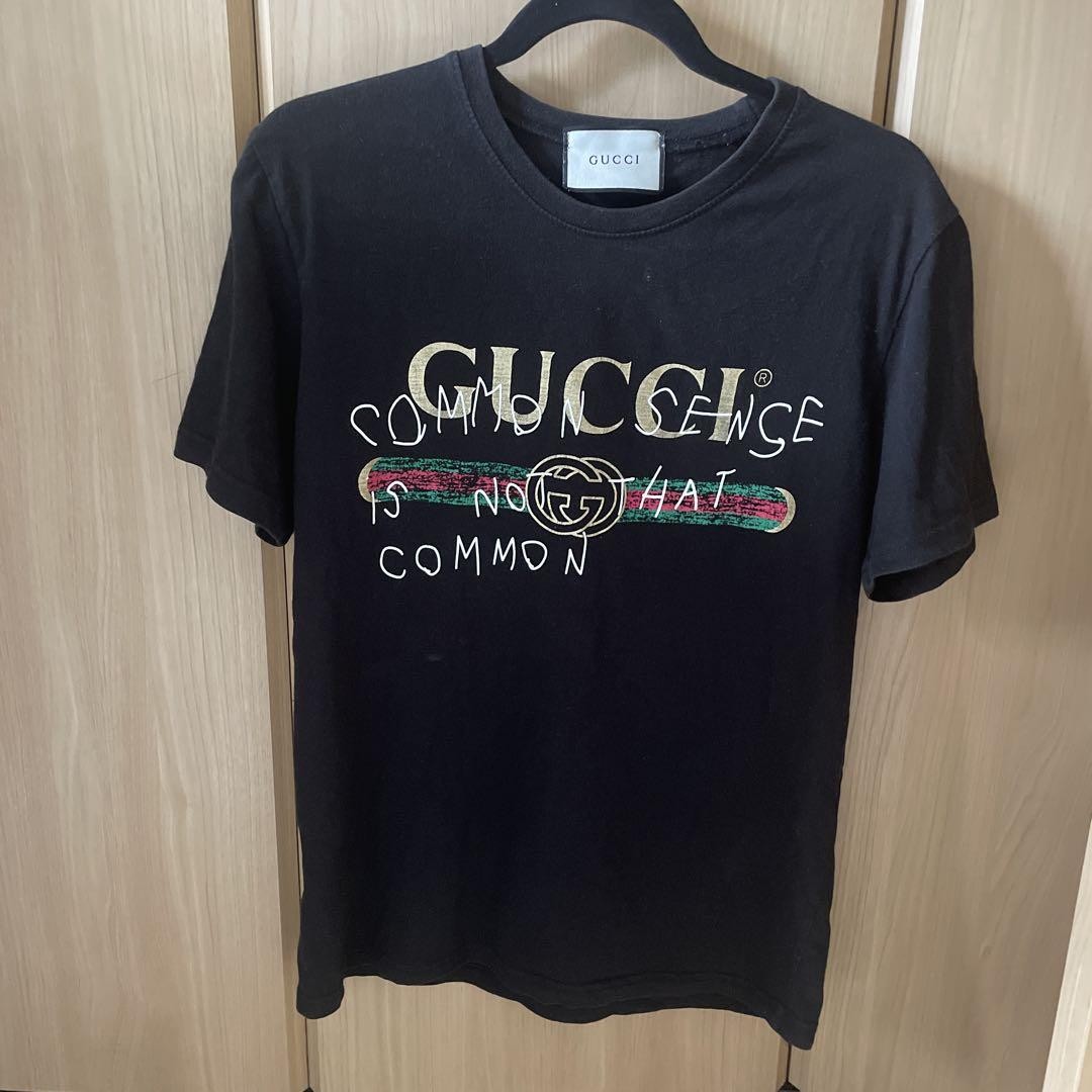 Gucci Black Logo Embroidered Cotton T-Shirt for Men  