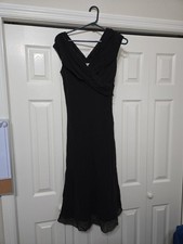 Vintage y2k Silk Dress sz 8 Floral Ruffle V-Neck Sleeveless 
