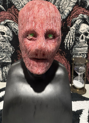Blackmatterfx hamburger face silicone half mask with straps Halloween new