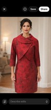 TAHARI BY ARTHUR LEVINE DRESS SUIT/SIZE 10/RETAIL$280/ Red /LINED/jacquard