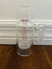 14mm Premium Glass Water Pipe Ash Catcher Disco Crystal Perc 90 Degree Pink