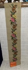 Vintage Madincor Hand Crafted Needlepoint Floral Made In Madeira, DMC 8” X 42”