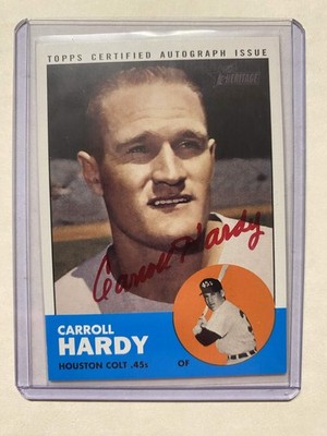 2012 Topps Heritage CARROLL HARDY Houston Colt .45s red auto /63