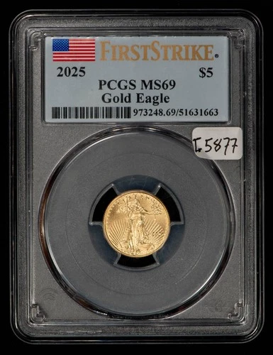 2025 G$5 1/10 oz Gold American Eagle - First Strike - PCGS MS 69 - SKU-G5877