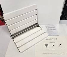 Folding Teak Shower Seat Wall Mounted Fold Down Bench Bath Chair 400 lbs White