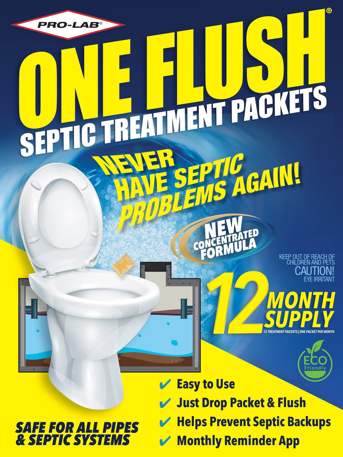 ONE FLUSH - Septic Tank Treatment Packets, 1-Year Supply of Easy-Flush Bacter...