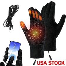 Heated Gloves Electric Rechargeable Battery Hand Warm Windproof Thermal Winter