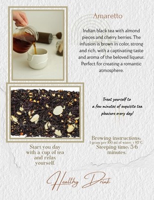 Loose Leaf Black Tea with Fruit Pieces   Natural Flavored Premium Tea -Amaretto 