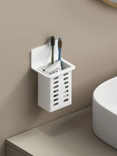 1pc Wall-Mounted Toothbrush Toothpaste Holder with Razor Comb Hooks for Bathroom