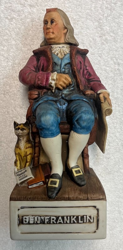 Vintage 1975 McCormick Ben Franklin Bourbon Whiskey Decanter Bottle Empty