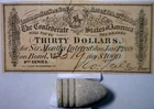 1864 CONFEDERATE $30 Intrst Note PLUS a Civil War UNused never fired BULLET NR